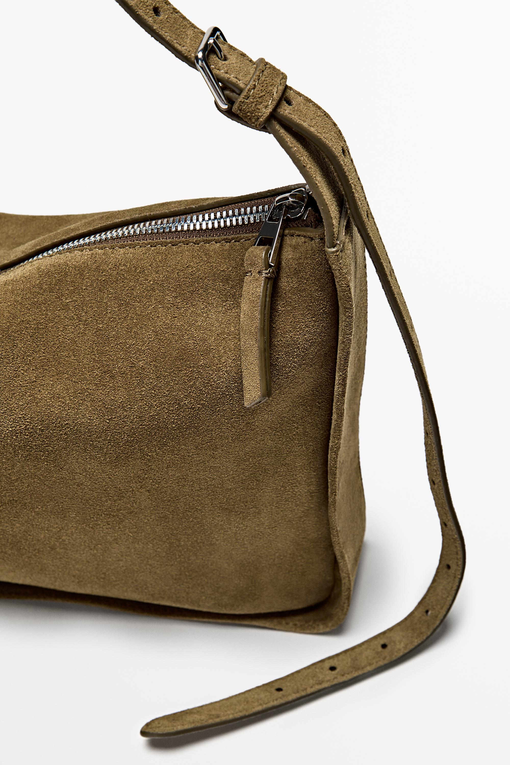 Split suede leather crossbody bag